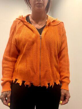 Trendy Threads Orange 3X Women's 100% Acrylic‎ Zip Up Sweater